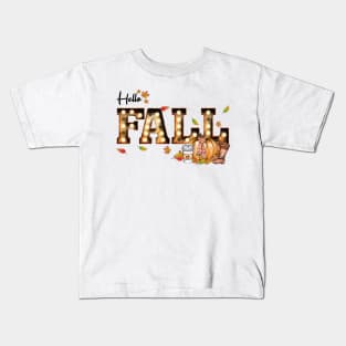 Hello Fall Cute Pumpkin Shirt Kids T-Shirt